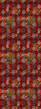 Kahverengi ve kırmızı renkler üzerine çiçek desenli eskiz, el yapımı papatyalar, papatyalar. Tekrarlayan çiçek arkaplanı, zarif kahverengi ve kırmızı çiçek duvar kağıdı.