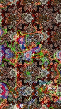 Kahverengi ve siyah renklerde yaz çiçekleri. Raster illüstrasyonu. Küçük çiçekteki sevimli çiçek deseni. Raster deseni.