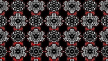 Çok renkli ve gri zarif küçük çiçekler ve siyah ve gri renkli komik böcekler, raster desen, illüstrasyon.