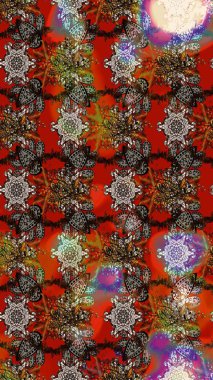 Kahverengi ve kırmızı renkte çiçekler. Sevimli çiçek raster deseni. Renkli Bahar Teması eskiz kalıbı. Düz Çiçek Elementleri Tasarımı.