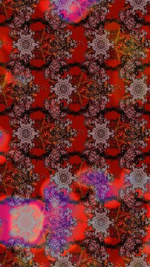 Düz Çiçek Elementleri Tasarımı. Renkli Yaz Temalı eskiz kalıbı. Raster Illustrasyon 'daki Çiçek Deseni' nin son moda çizimi. Güzel kumaş deseni.