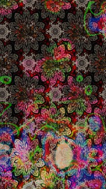 Raster - stok. Kahverengi ve siyah çiçekli eskiz deseni, suluboya çiçek deseni, sevimli çiçek, duvar kağıdı, kart veya kumaş için fayanslı.