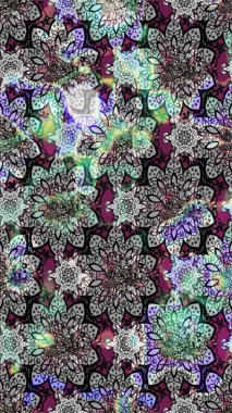 Raster Güzel kumaş deseni. Raster suluboya çiçek deseni, narin çiçekler, gri ve nötr çiçekler, tebrik kartı şablonu.