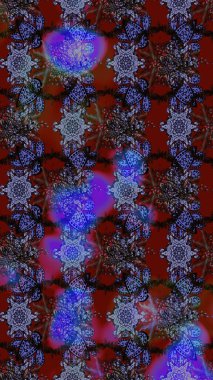 Moda baskıları için zarif bir şablon. Parlak renkli çiçekleri olan ve kırmızı ve mor renkli yaprakları olan harika bir çiçek deseni. Modern çiçek arkaplanı. Halk stili.