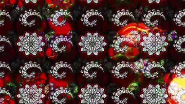 Renkli unsurlarla hareketli arka plan görüntüleri. Çiçekler. Eski model. Bayrak tarzı. Video kaydı. Şablon. Döngü. Kusursuz.. 