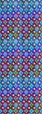 Raster düz çiçek çizim deseni. Hediye ambalaj kağıdı, tebrik kartları, posterler ve pankart tasarımı. Mavi ve mor renkte çiçekler.