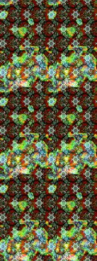 Hediye ambalaj kağıdı, tebrik kartları, posterler ve pankart tasarımı. Yeşil ve kahverengi renkli çiçekler. Raster düz çiçek çizim deseni.