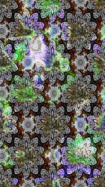 Çiçek buketleriyle klasik bir eskiz şekli. Raster illüstrasyonu. Gri ve siyah renklerde.