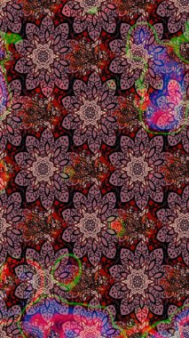 Kabile sanatı boho baskısı, klasik çiçek arkaplanı. Arkaplan dokusu, duvar kağıdı, kahverengi ve pembe renkli çiçek teması. Soyut etnik raster çizim kalıbı.