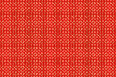 Damask altın soyut çiçek deseni turuncu, bej ve kırmızı renklerde. Raster illüstrasyonu. Süsleme.