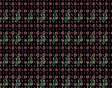 Renkli desenli eskiz deseni, siyah ve yeşil çiçekler ve dekoratif elementler. Raster illüstrasyonu. Kumaş, tekstil, duvar kağıdı baskısı için. Eski usul. Taslak arkaplan.