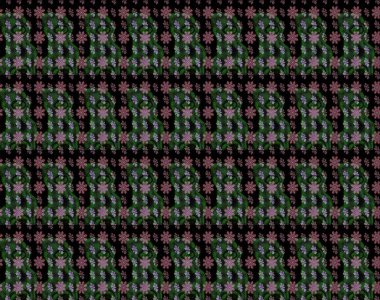 Sevimli çiçek raster deseni. Düz Çiçek Elementleri Tasarımı. Siyah ve yeşil renkli çiçekler. Renkli Yaz Teması çizim şablonu.