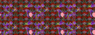 Kırmızı ve kahverengi renkte çiçekler. Raster düz çiçek çizim deseni. Tasarım hediye paketi, tebrik kartları, posterler ve afiş tasarımı.