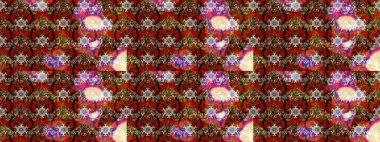 Raster illüstrasyonu. Çiçekli güzel suluboya desen. Kahverengi ve kırmızı renklerde.