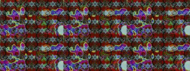 Childish design. Cute floral background for textile, fabric, wrapping, scrapbooking. On red and brown backdrop. Raster sketch pattern with hand drawn doodle flowers.