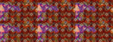 Suluboya çiçekli çiçek deseni. Kahverengi ve kırmızı renklerde güzel bir tekstil. Raster illüstrasyonu.