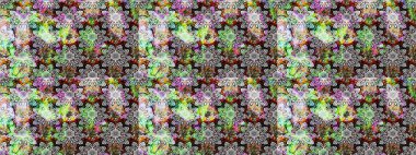 Raster illüstrasyonundaki çiçek desenli çizim. Gri ve nötr renkte çiçekler.