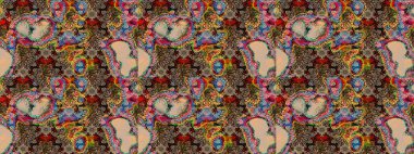 Abstract ethnic raster sketch pattern. Flowers of the valley on beige and brown colors. Flowers.