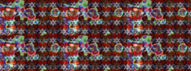 Kırmızı ve kahverengi renklerde. Hint süsü. Çiçek duvar kağıdı. Renkli süs kenarı. Raster illüstrasyonu. Çizim deseni.