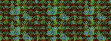 Raster illüstrasyonu. Yeşil ve kahverengi renkli çiçekler. Küçük çiçekte sevimli çiçek deseni var..