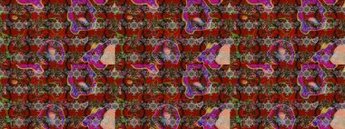 Raster çiçek desenleri çiziyor. Vadinin çiçekleri kahverengi ve kırmızı renklerde.