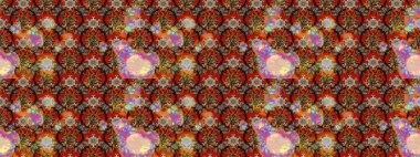 Raster Floral Illustration, Asyalı tekstil. Kahverengi ve bej renkli etnik çiçeklerle zarif bir eskiz deseni..