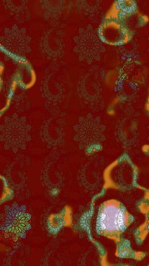 Kırmızı ve kahverengi renkte çiçekler. Raster düz çiçek çizim deseni. Tasarım hediye paketi, tebrik kartları, posterler ve afiş tasarımı.