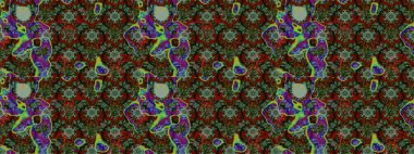 Parlak çiçekli kolaj çiçekleri yeşil ve kırmızı. Çiçek tasarımı için inanılmaz bir kolaj cenneti tarzı. Çiçekli zambaklar eskiz arka planı.