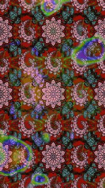 Küçük çiçekteki sevimli çiçek deseni. Kahverengi ve pembe renkte çiçekler.