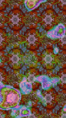 Yumuşak, yaz çiçekli arka plan. Çiçekli karalama şeklinde Raster çiçek deseni. Kahverengi ve yeşil renkte çiçekler.