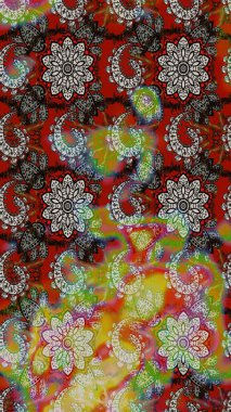 Klasik taslak çizimi. Raster çiçek izi. Çiçek grisi ve kahverengi çizim deseni.