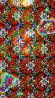 Çiçeksel fantezi tasarımı ve parlak bir arka plan çizimi. Düz Çiçek Elementleri Tasarımı. Renkli Bahar Teması çizim şablonu.