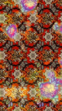 Kahverengi ve bej renkli çiçekler. Kumaş desenli papatya çiçekleri ayrıntıları.