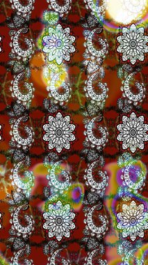 Vadinin çiçekleri kahverengi ve gri renklerde. Çiçeksel çizim kalıbının çizimi.