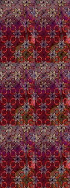 Kahverengi ve kırmızı renklerde sevimli çiçekler. Moda baskısı, albüm, ambalaj kağıdı ve duvar kağıdı için zarif dekoratif süslemeler. Raster illüstrasyonu. Küçük çiçekli basit bir çiçek çizimi..