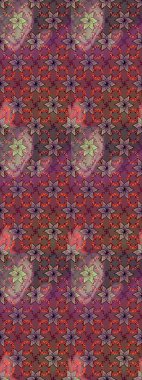 Modern çiçek arkaplanı. Moda baskıları için zarif bir şablon. Parlak renkli çiçekleri ve kahverengi ve mor renkli yaprakları olan harika bir çiçek deseni. Halk stili.