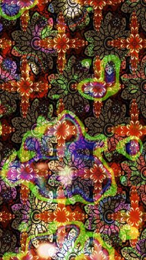 El çizimi, soyut ve süslü elementler. Kahverengi ve siyah renkler. Suluboya resim taklit Raster çizimi. Yaz çiçekleri teması. Klasik çiçekler..