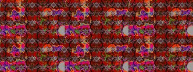 Kahverengi ve kırmızı renkte çiçekler. Şirin çiçek elementleri. Raster illüstrasyonu. Çizim.