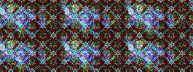 Eskiz arkaplan modeli. Raster - stok. Yapraklı çiçekler ve mavi ve kahverengi renkli papatya çiçekleri..