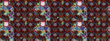 Raster çiçek izi. Çiçeksel kahverengi ve kırmızı çizim deseni. Klasik taslak çizimi.