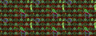 Tropik çiçek desenleri. Yeşil ve kırmızı renkte çiçekler. Raster illüstrasyonu.