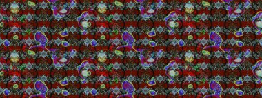 Kırmızı ve gri renkte çiçekler. Raster illüstrasyonunda çiçek deseni çizimi.