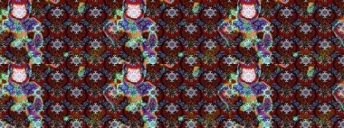 Raster çiçek izi. Çiçeksel kahverengi ve kırmızı çizim deseni. Klasik taslak çizimi.