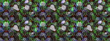 Kumaş, tekstil, duvar kağıdı baskısı için. Eskiz geçmişi. Raster illüstrasyonu. Miles Fleur, süslü püslü bir süs. Eski usul. Tomurcukları papatya çiçekleri olan sevimli bir çiçek deseni..