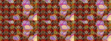 Çiçeksel fantezi tasarımı ve parlak bir arka plan çizimi. Düz Çiçek Elementleri Tasarımı. Renkli Bahar Teması çizim şablonu.