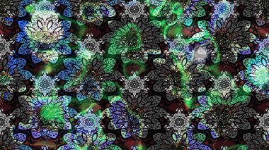 Tekstil tasarımı için gri ve siyah renkli geleneksel halk çiçekleri buketi. Üzerinde gelincikler ve vadi zambakları olan renkli çiçek desenli nakış..