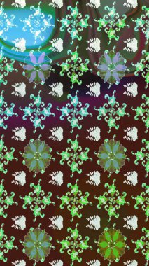 1950-1960 motifleri. Çiçekli ipek eşarp. Retro tekstil tasarım koleksiyonu. Kahverengi üzerine kahverengi. El çizimi çiçek elementleri ile soyut çizim raster deseni.