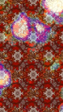 Kahverengi ve kırmızı renkte çiçekler. Raster illüstrasyonunda çiçek deseni çizimi.