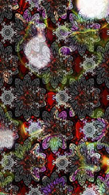 Çiçekler suluboya tarzında gri ve siyah renkte. Raster illüstrasyonunda çiçek deseni çizimi.