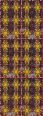 Kahverengi ve yeşil renkte güzel çiçekler, suluboya desenli, duvar kağıdı, kart veya kumaş için fayanslı eskizler. Raster..